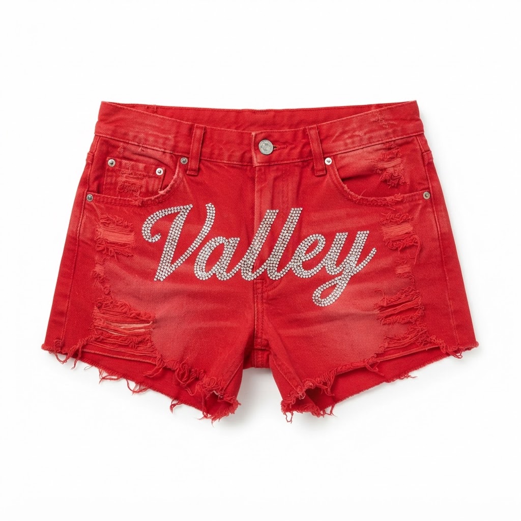 Vale Rhinestone Shorts — Red
