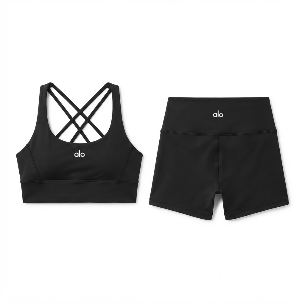 Alo Criss-Cross Sports Bra & Athletic Shorts Set