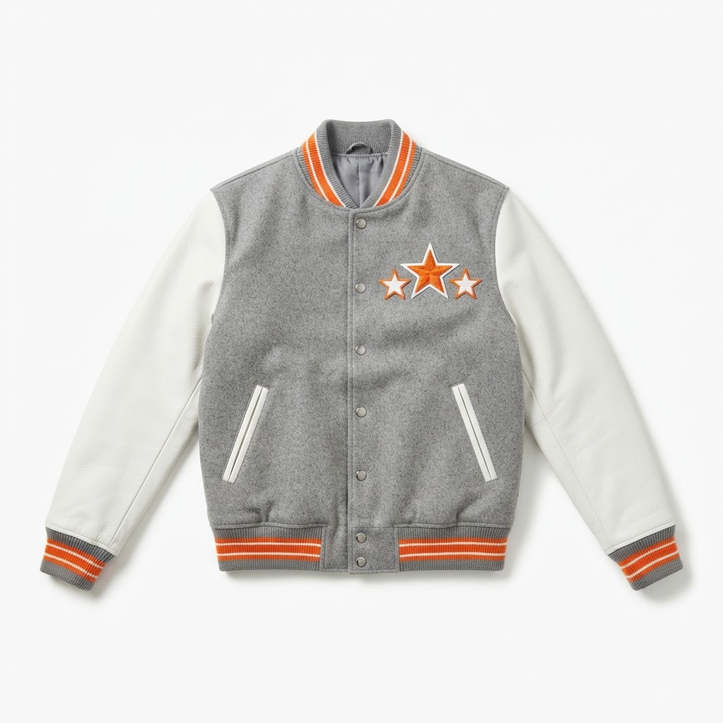 Varsity Jacket — Grey / Three Stars