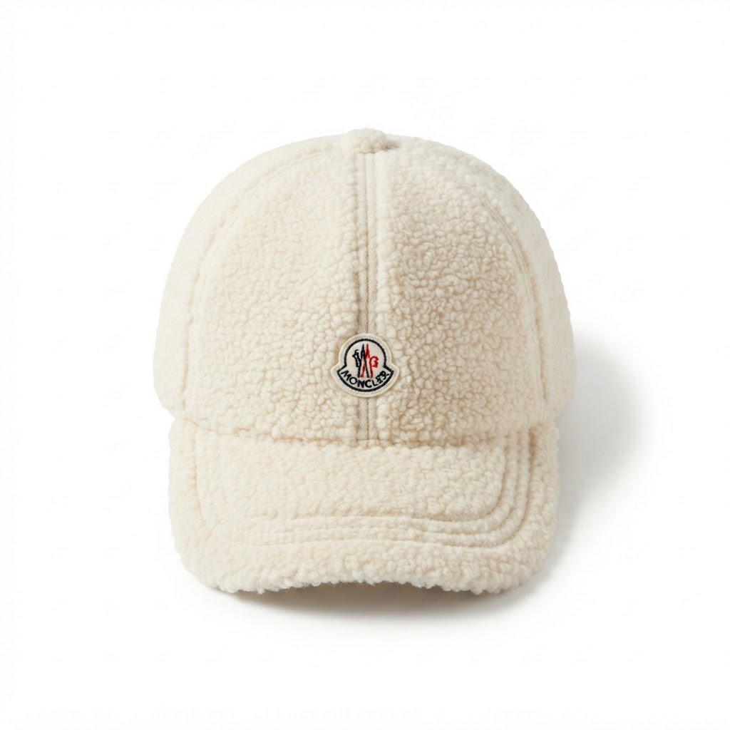 Moncler Logo Teddy Fleece Baseball Cap