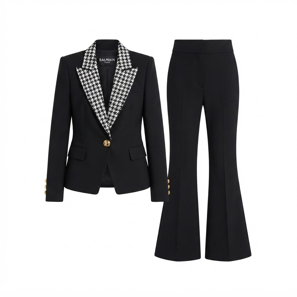 Balmain Houndstooth Blazer & Pants Set
