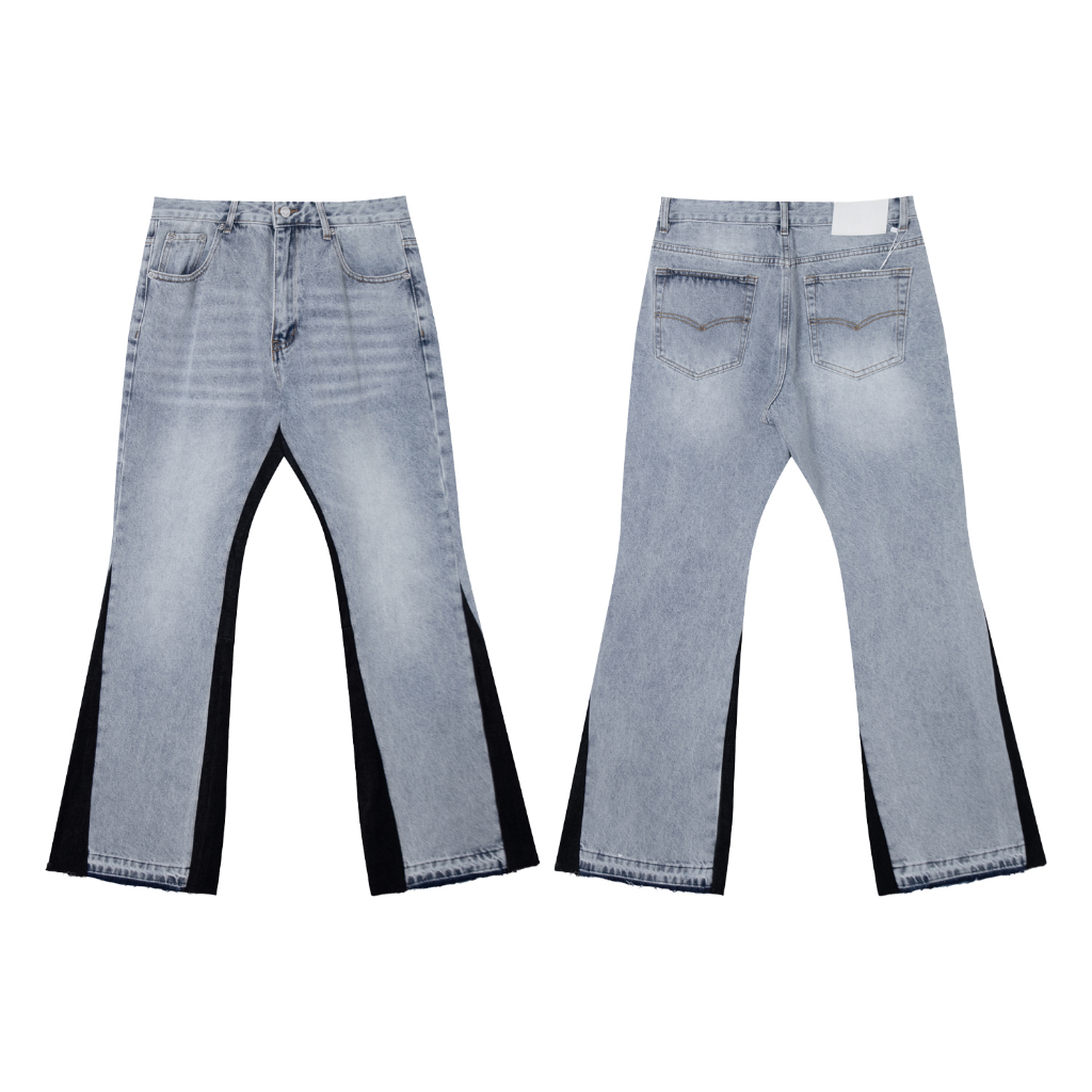 Gallery Dept. Grey Flare Jeans w/ Black Side Panels