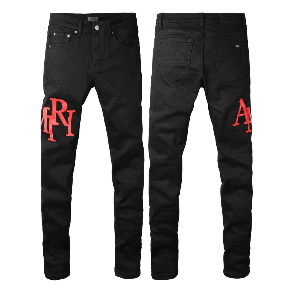 AMIRI Red Appliqué Regular Fit Jeans