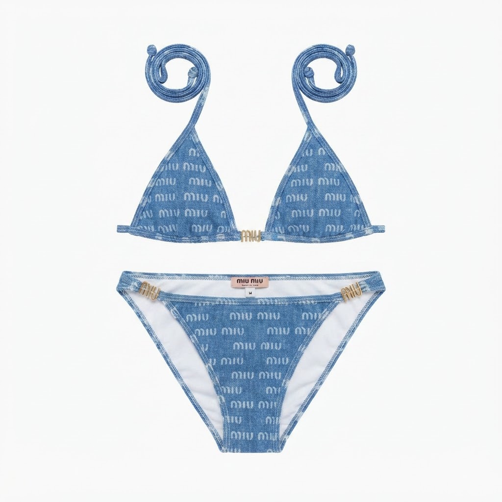 Miu Miu Denim Monogram Bikini Set