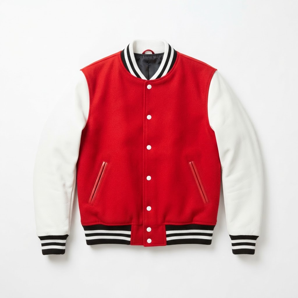 Varsity Jacket — Red / White Clean