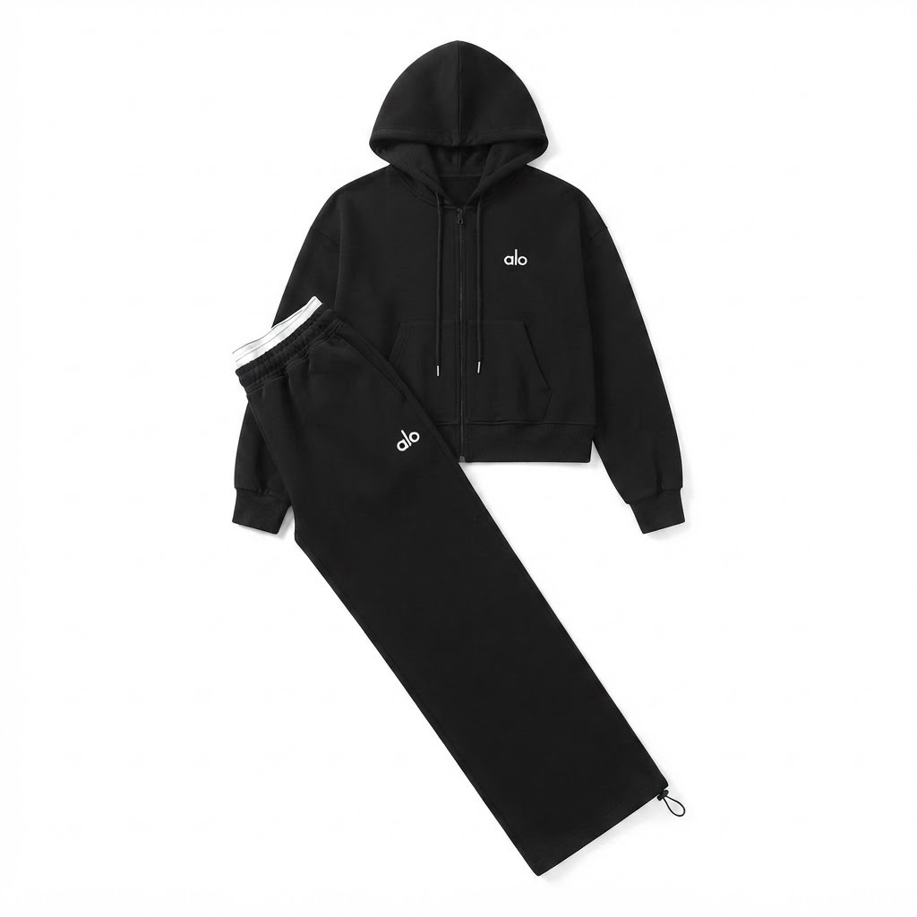 Alo Zip-Up Hoodie & Wide-Leg Sweatpants Set
