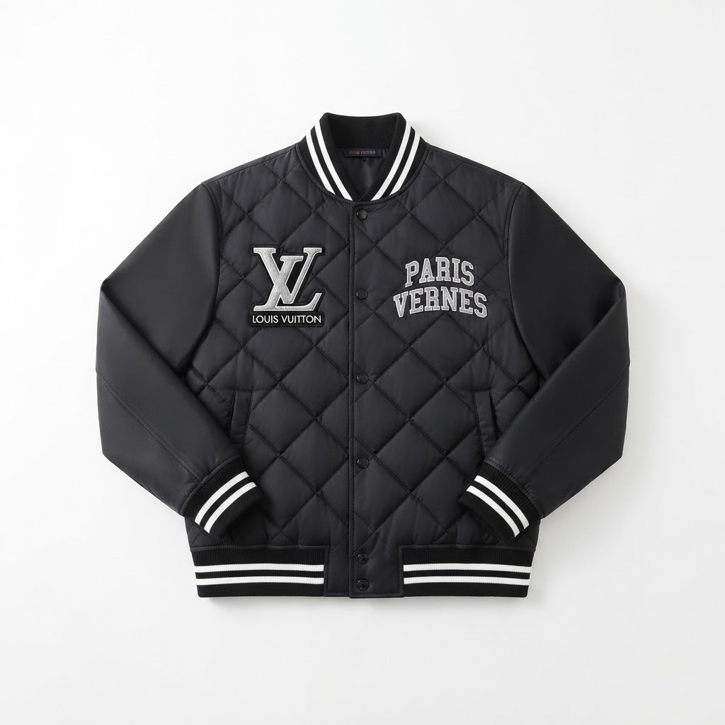 LV Quilted Varsity Jacket — Black / vers