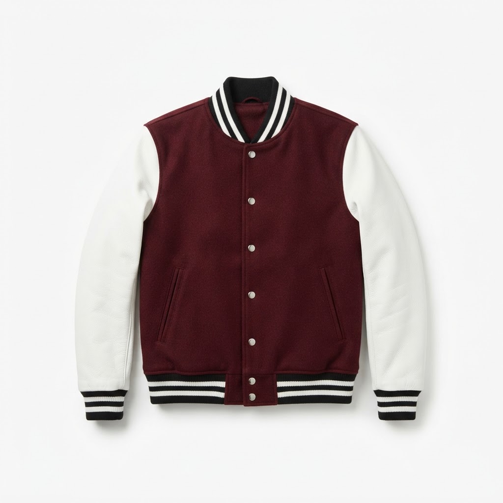 Varsity Jacket — Burgundy / White Minimal