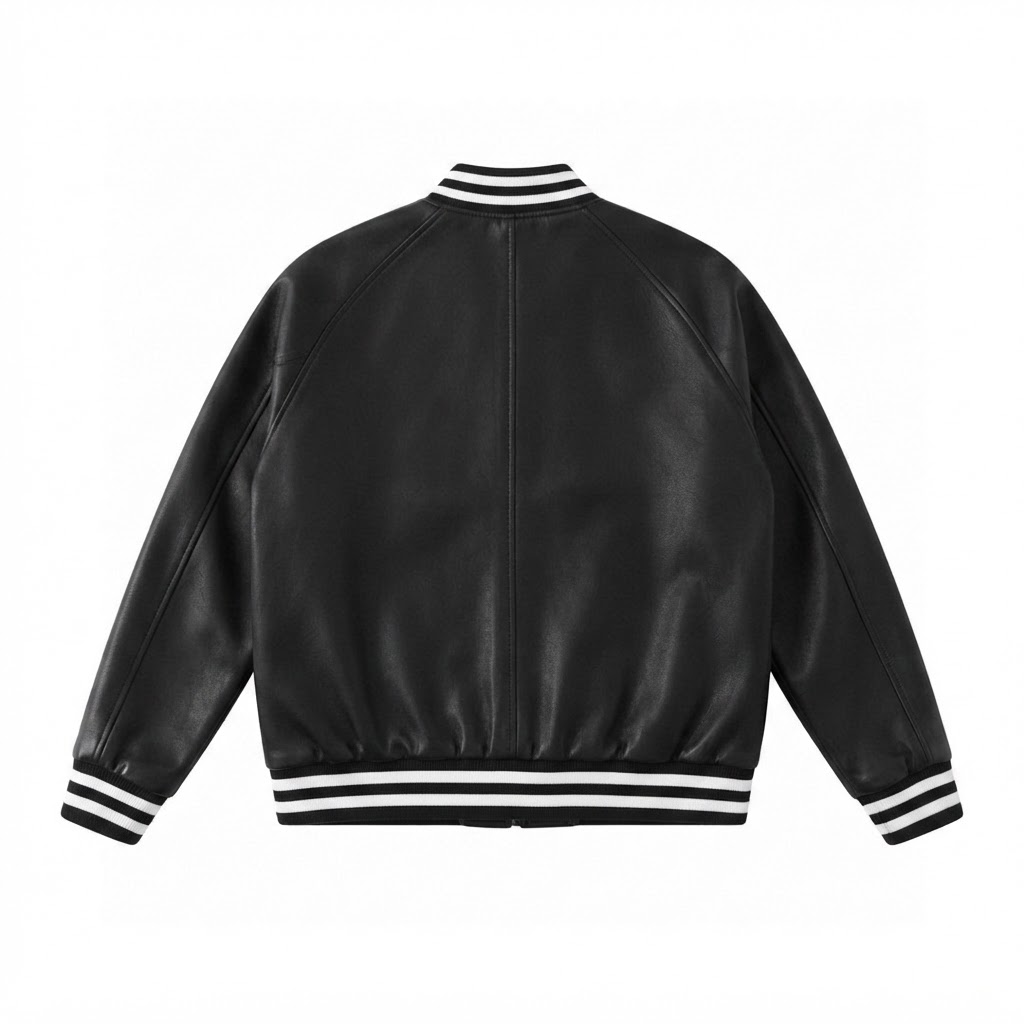 CELINE Black Leather Varsity Jacket