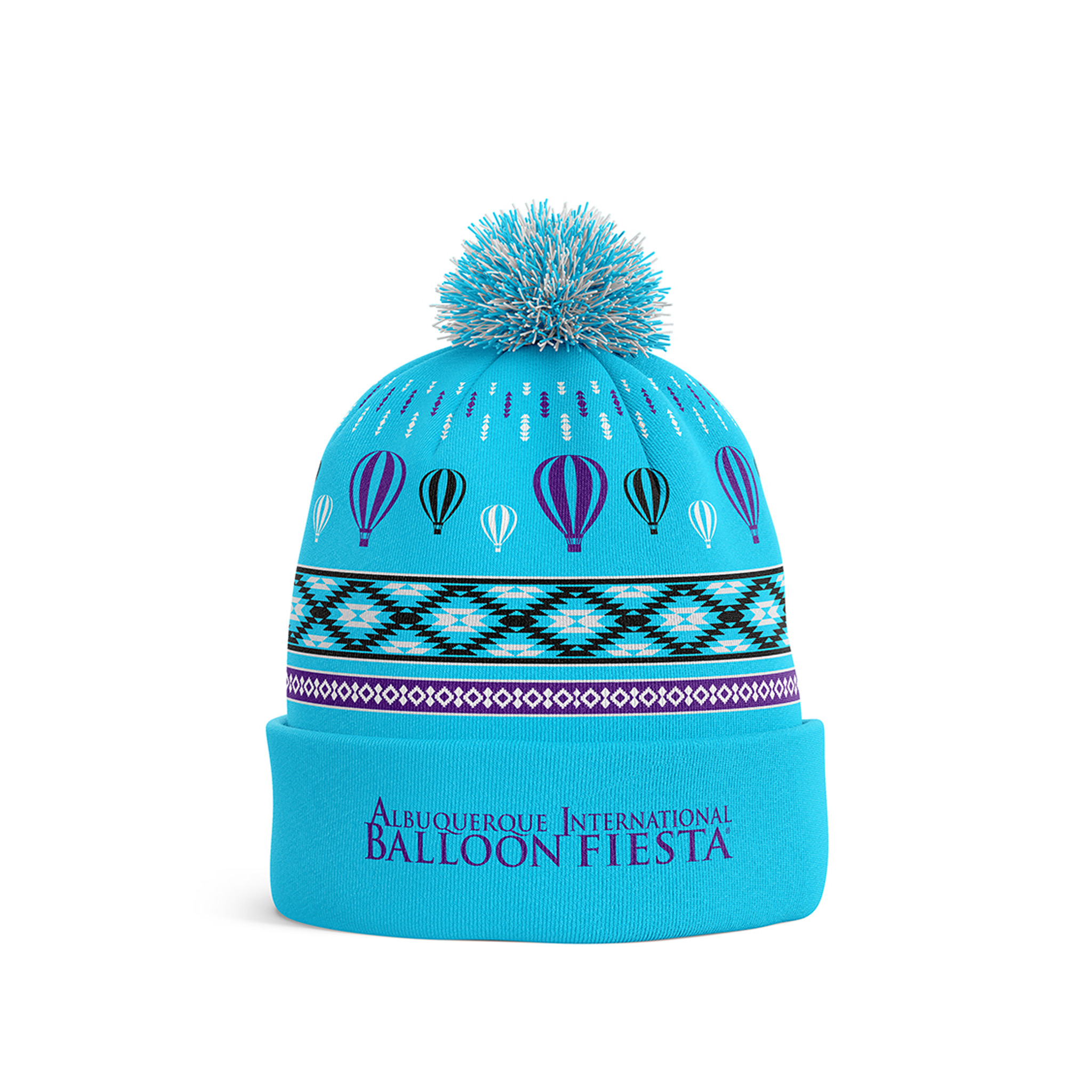 Albuquerque Balloon Fiesta Knit Beanie — Cyan