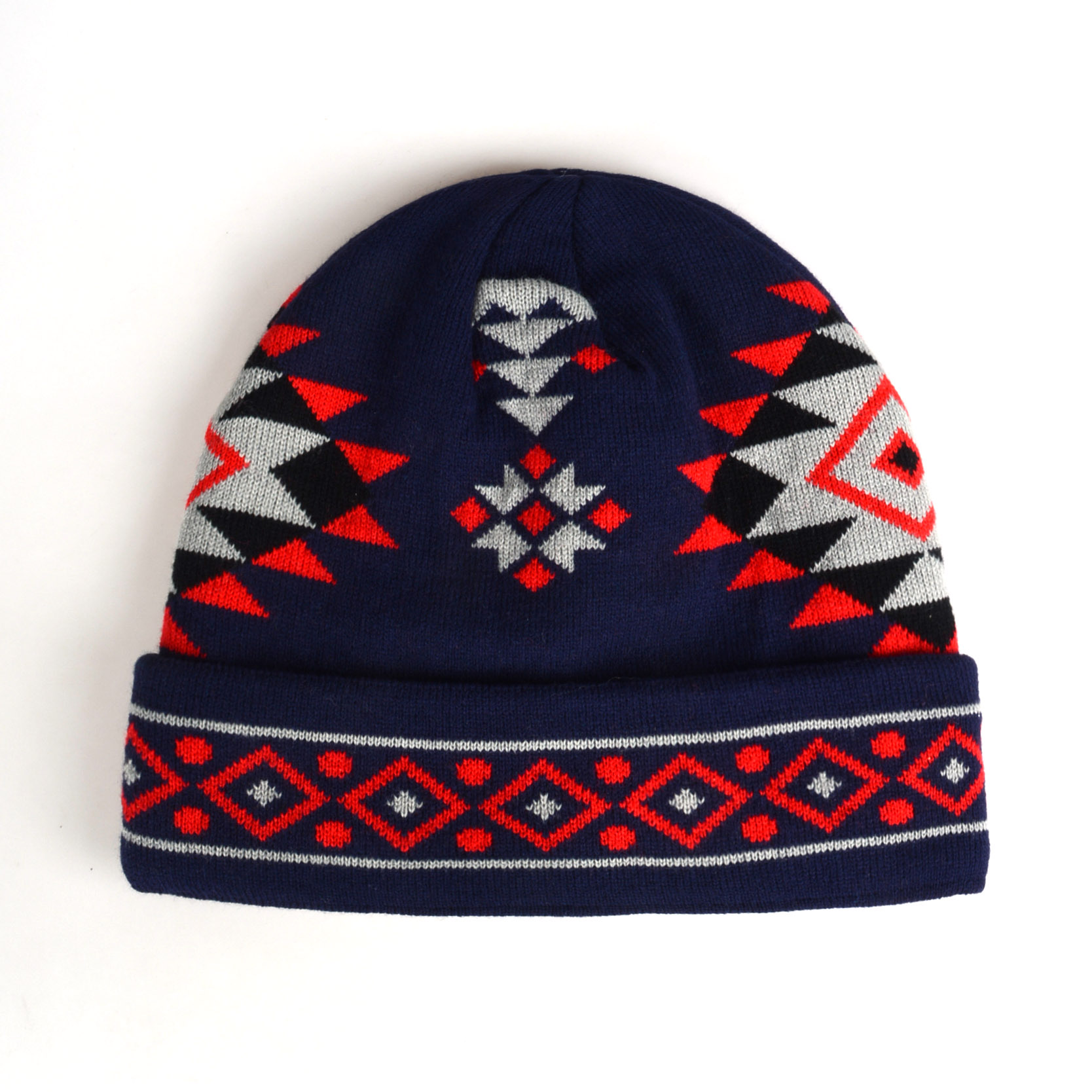 Star-Burst Knit Beanie — Navy