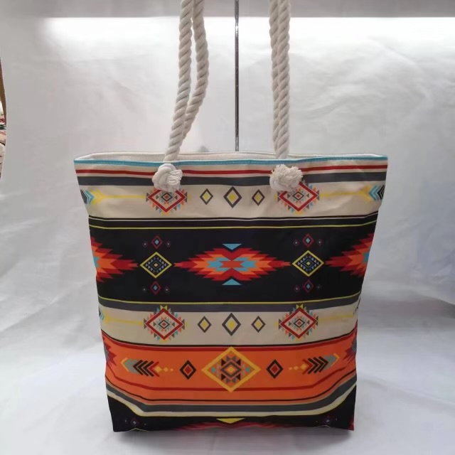 Southwestern Tribal Tote — Orange & Black