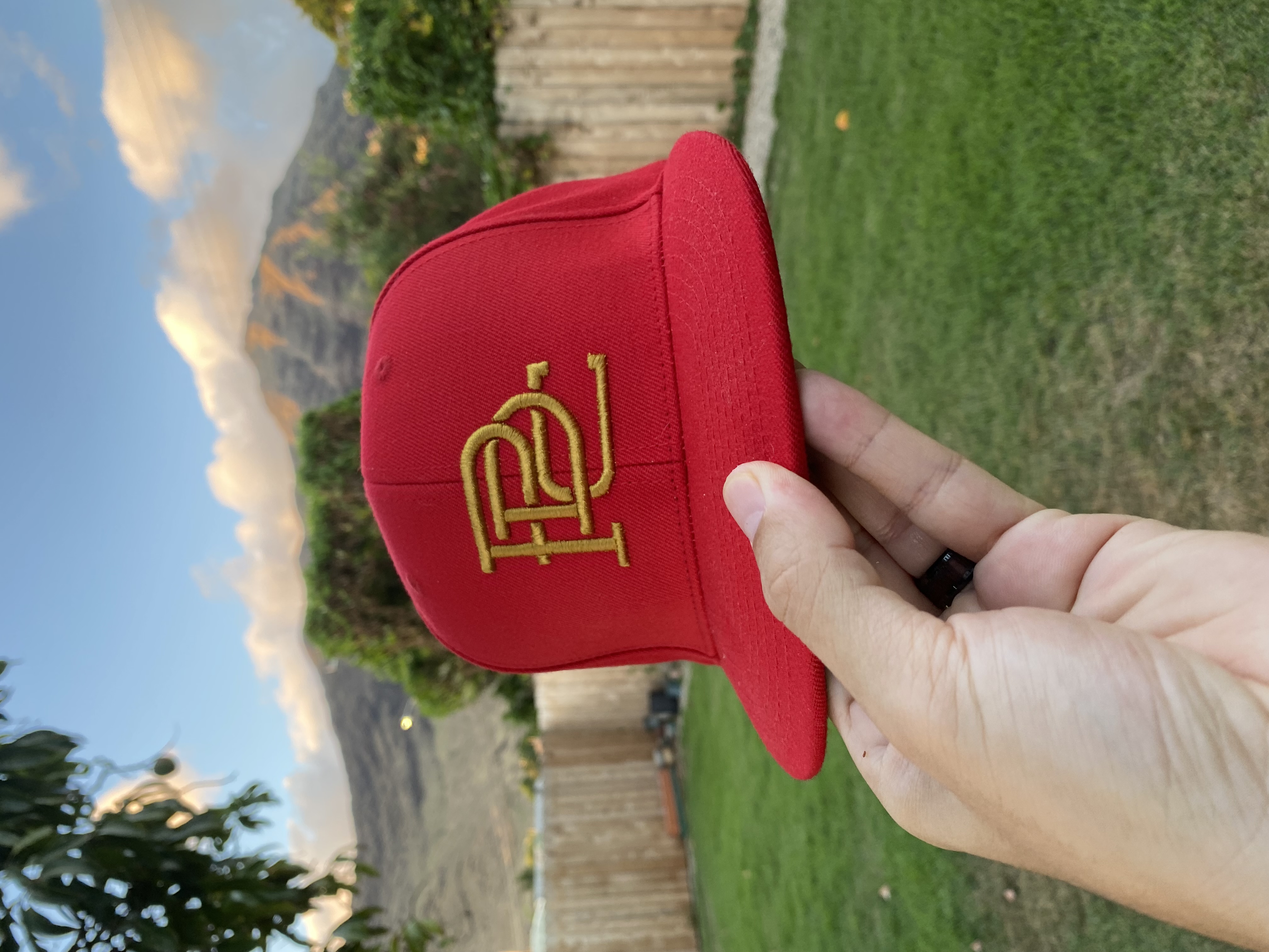 Red Cap with Gold PL Embroidery