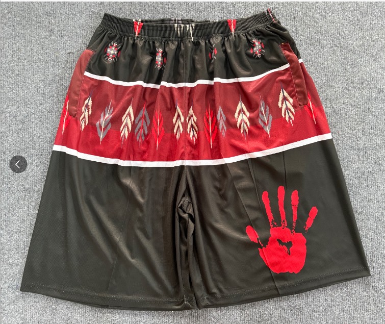 Polynesian Handprint Mesh Shorts