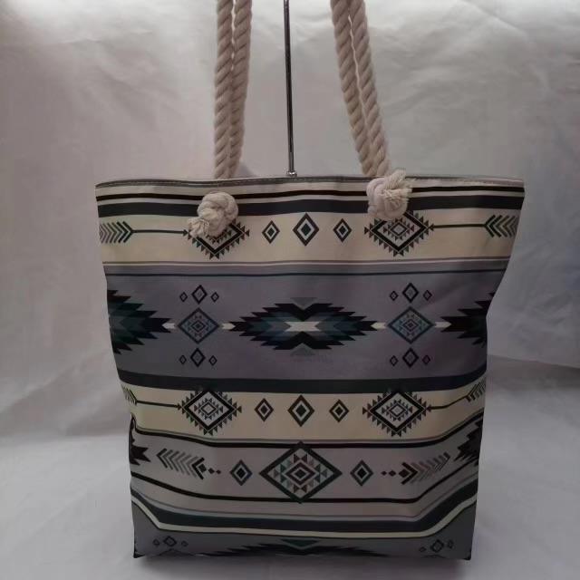 Southwestern Tribal Tote — Slate & Teal