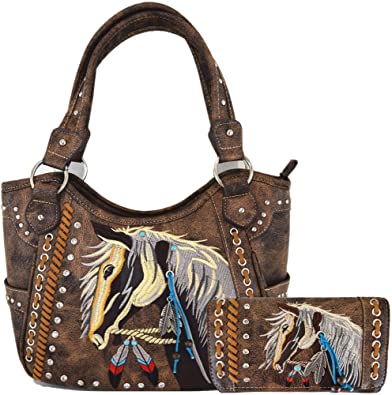 Embroidered Horse Handbag & Wallet Set