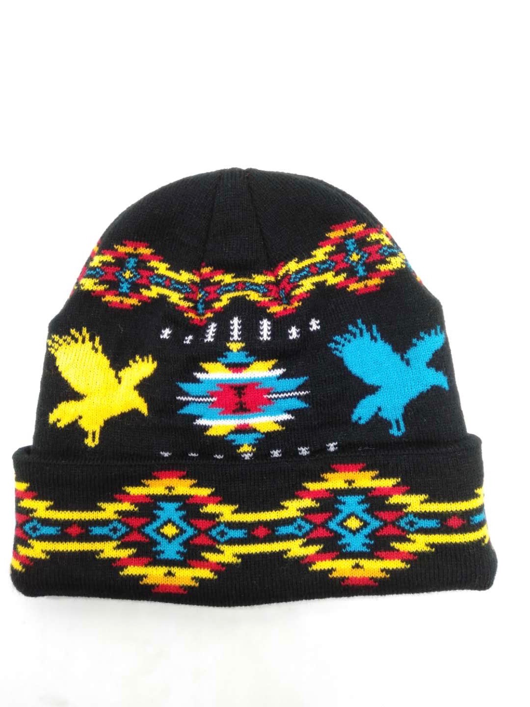 Geometric Knit Beanie — Black