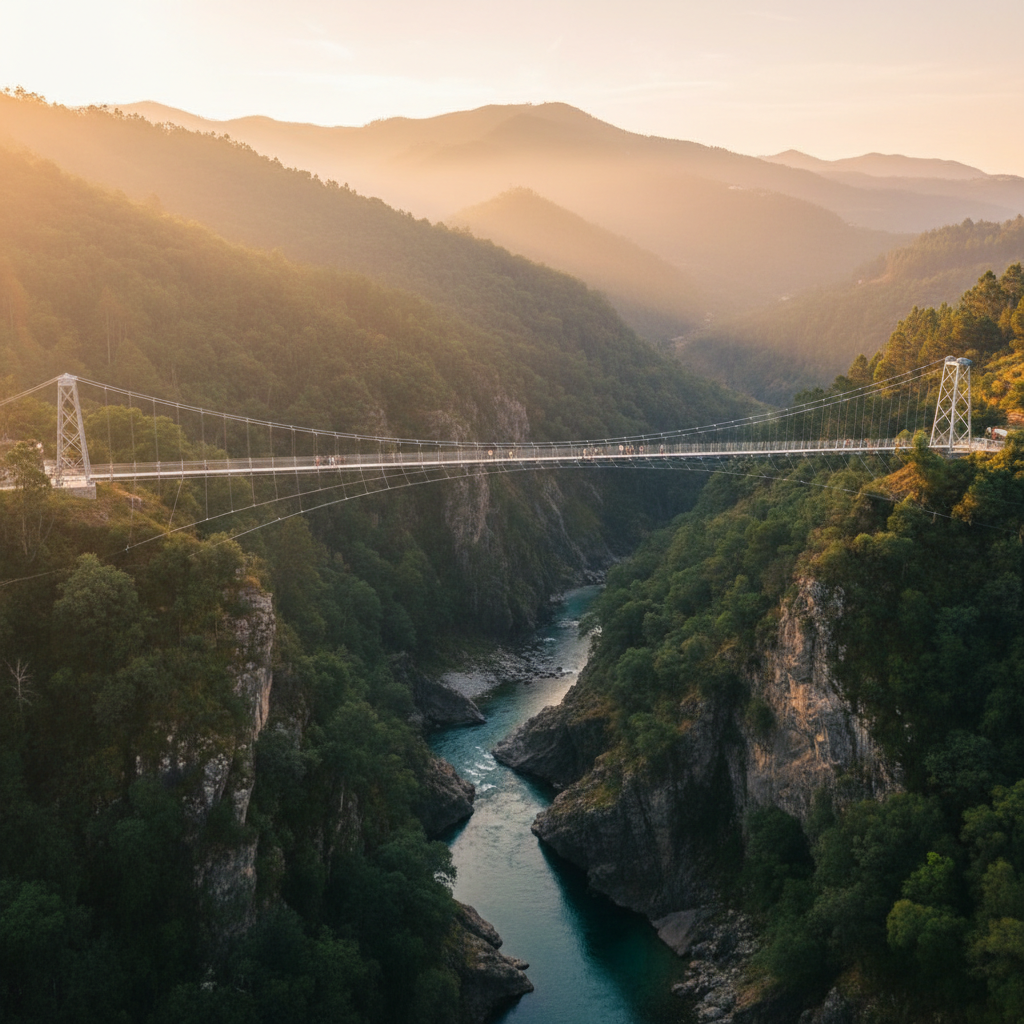 Ponte 516 Arouca suspensa sobre o Vale do Paiva