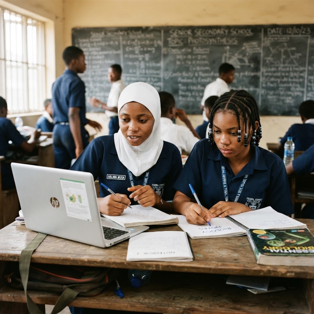 Nigerian student studying with KoboTutor