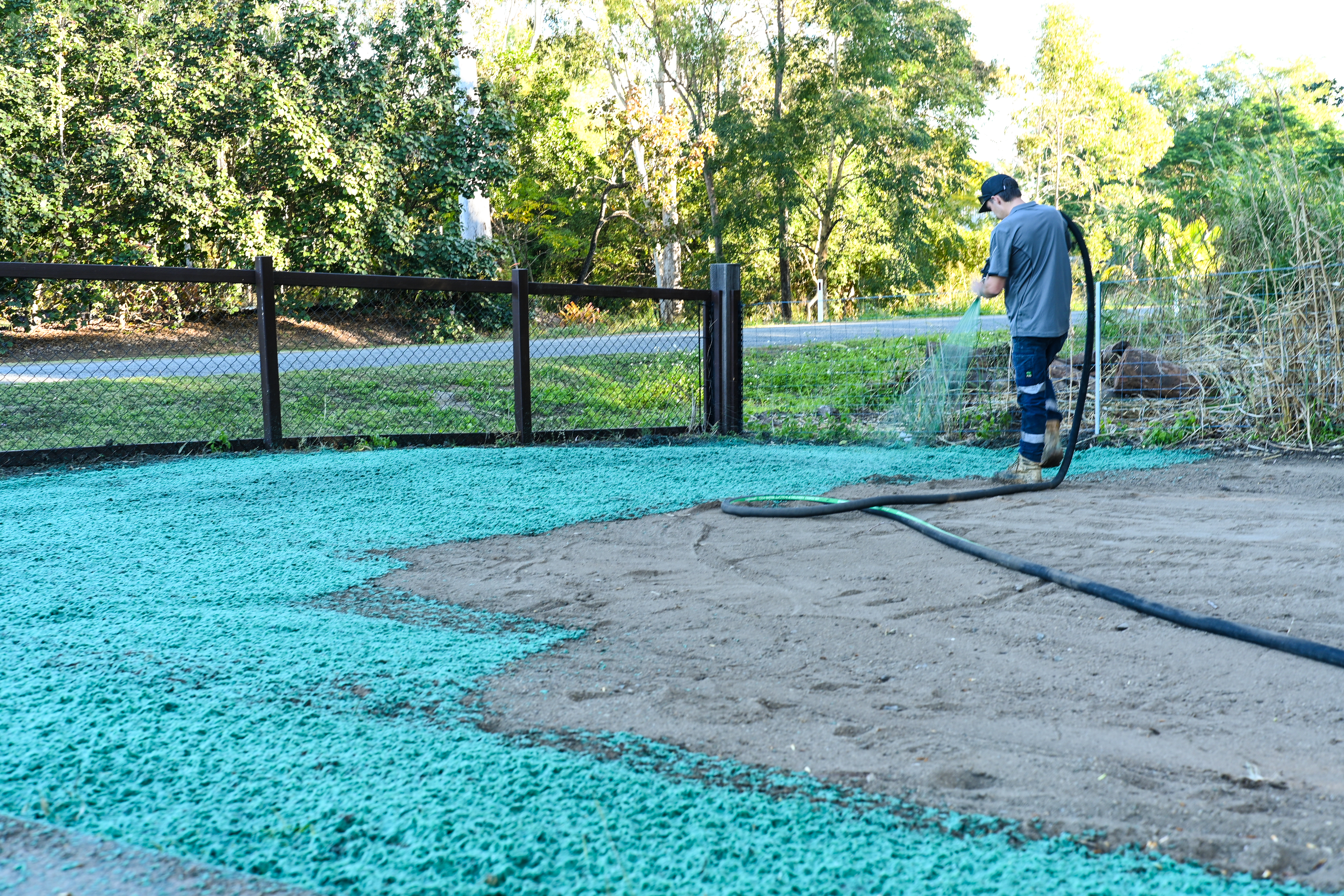 Hydroseeding being applied on a Whitsunday job site