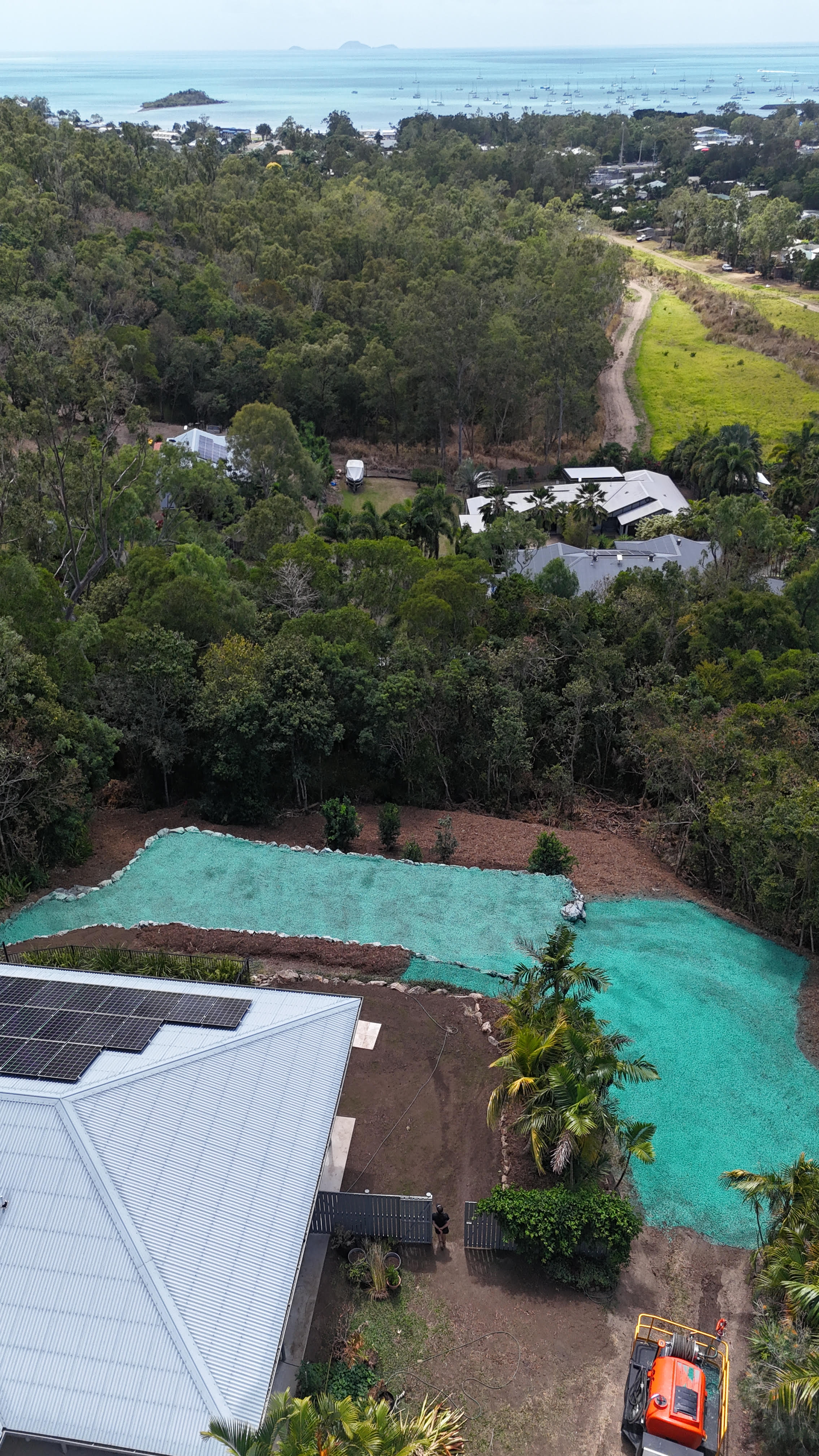 Backyard after hydroseeding