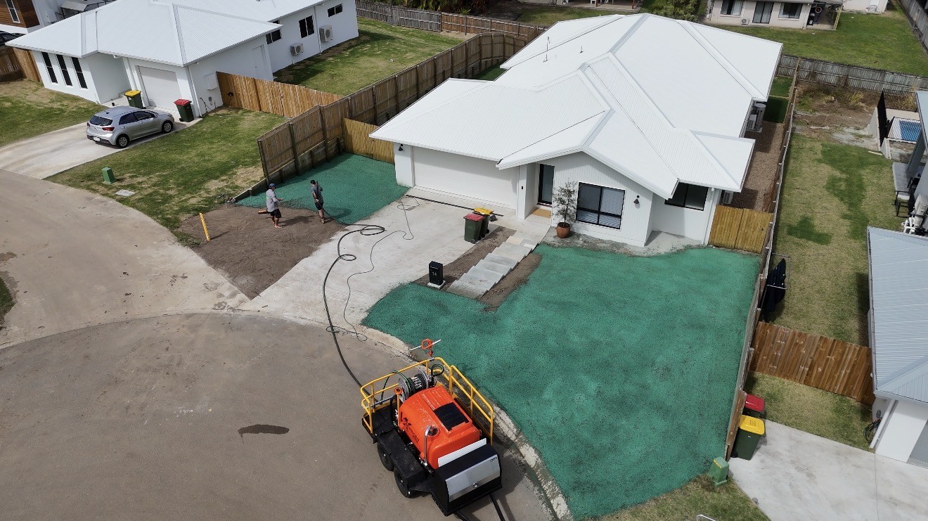 Residential lawn hydroseeding