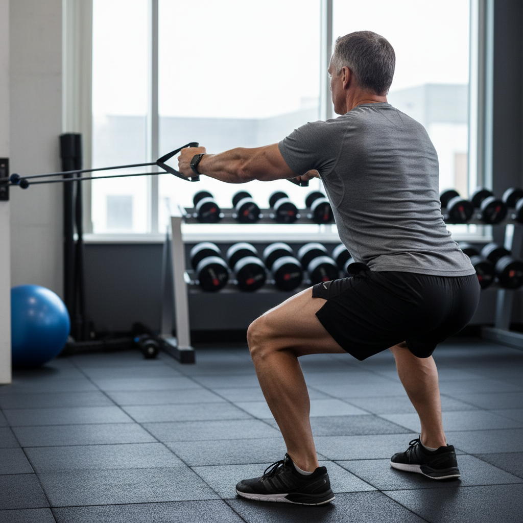 Palloff Press Squat off Left Leg