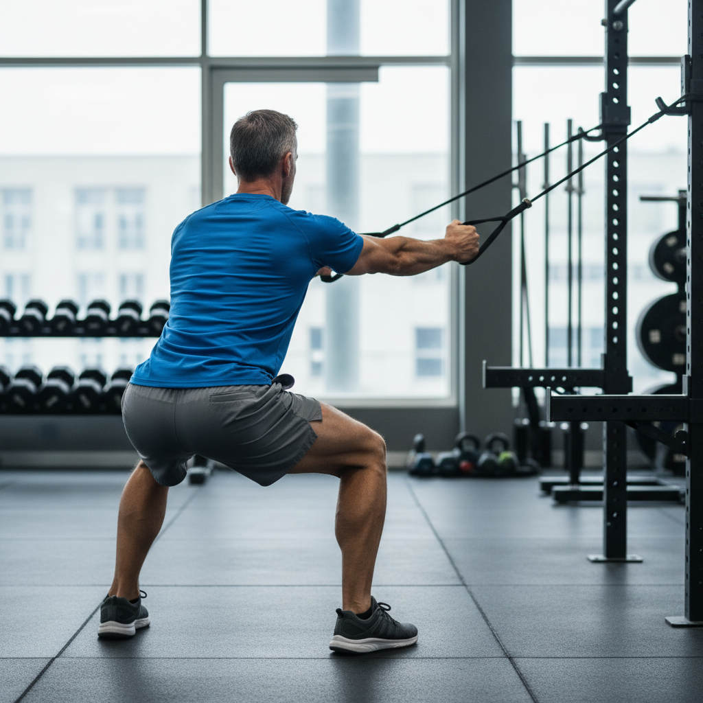 Palloff Press Squat off Right Leg