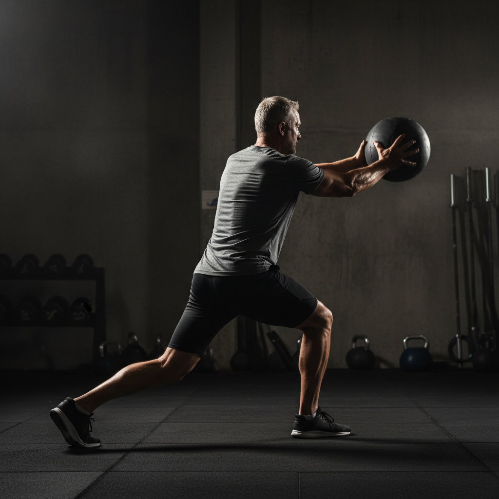Rotating Ball Throws in Lunge Stance (Right)