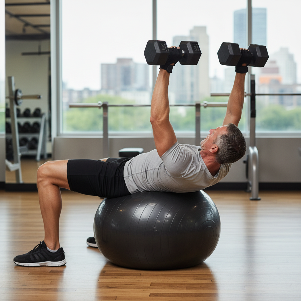 Supine Chest Press on Balance Ball