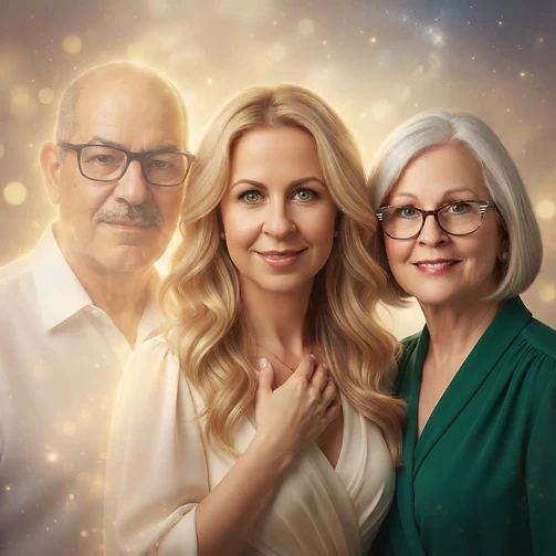 Retrato de familia — Gretell, su madre Idania y su padre Felipe Kamanel