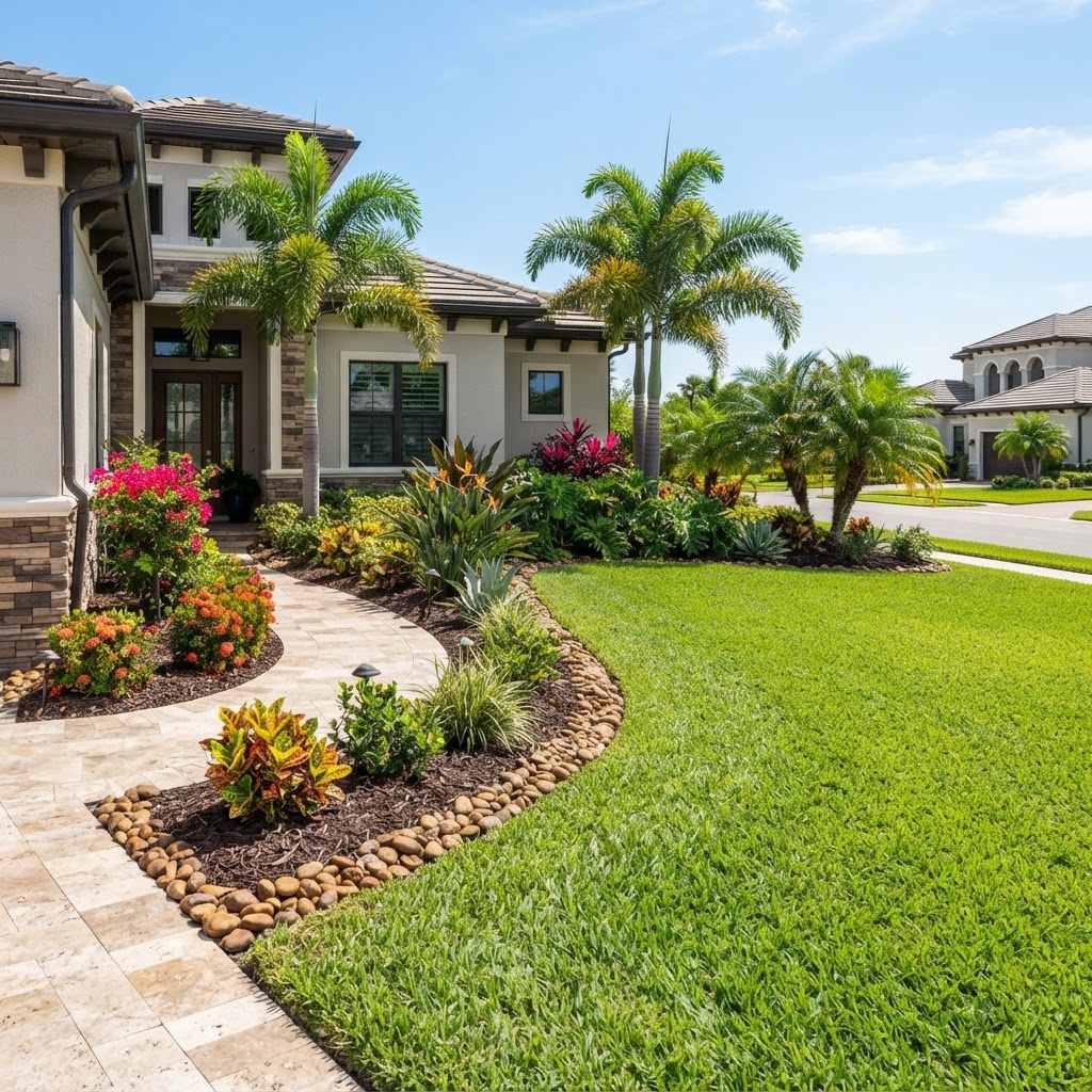 Professional landscaped yard