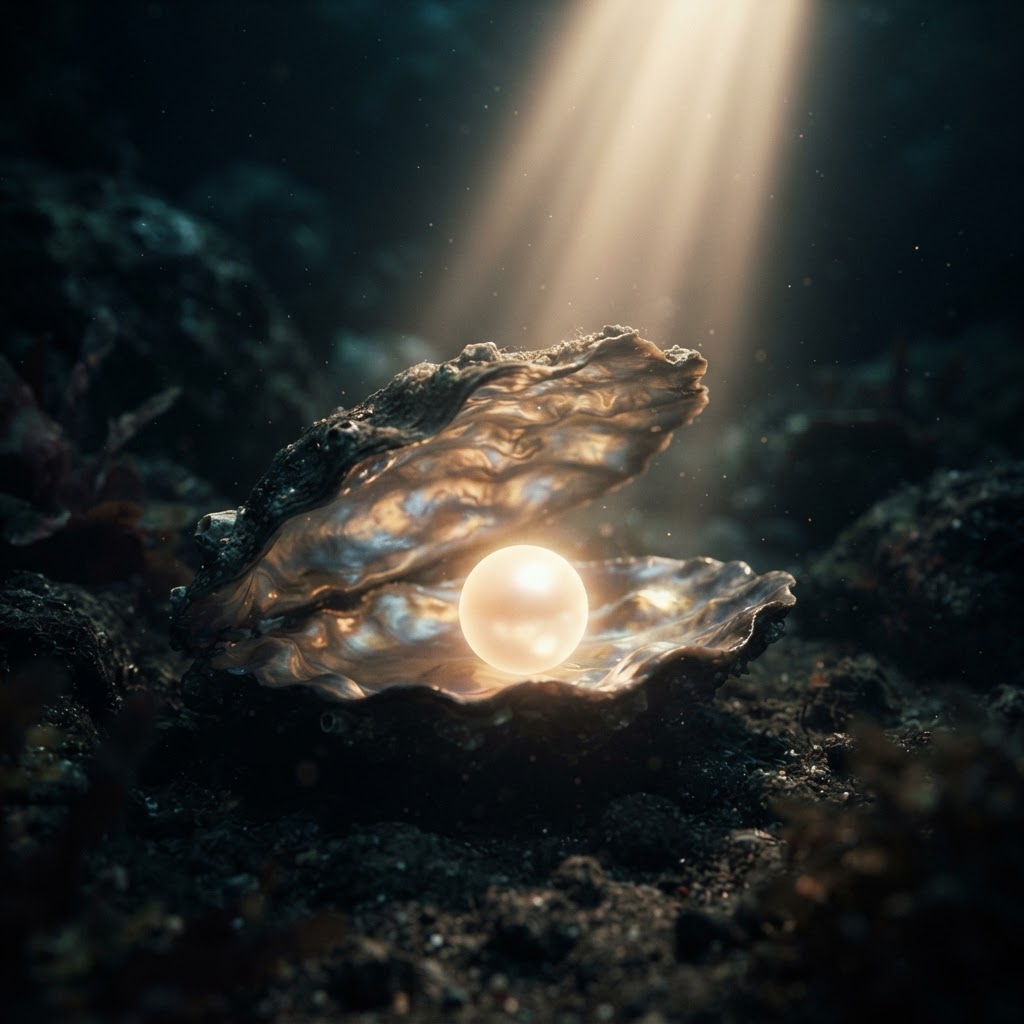A pearl forming — beauty from pressure