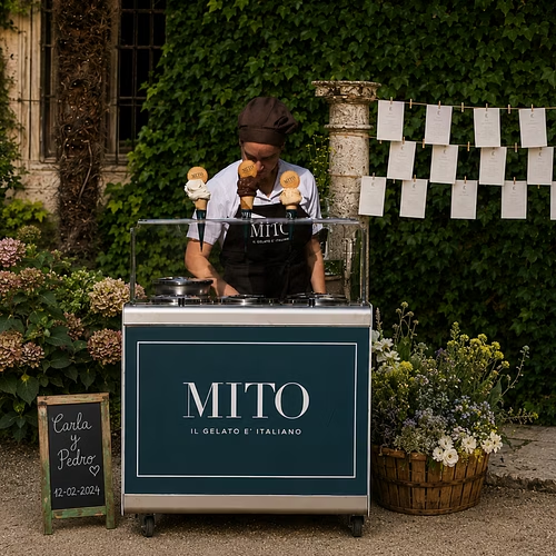 Servicio profesional MITO entregando gelato artesanal