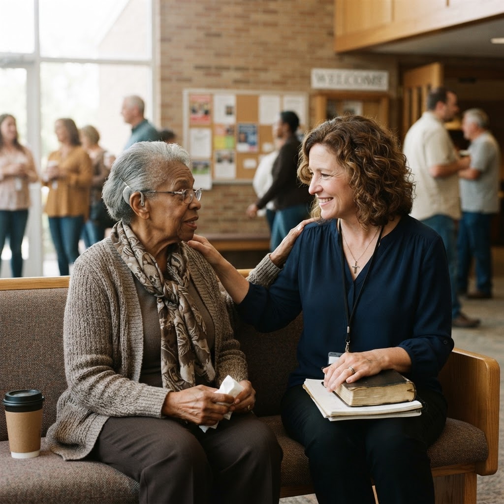 A church leader caring for a member
