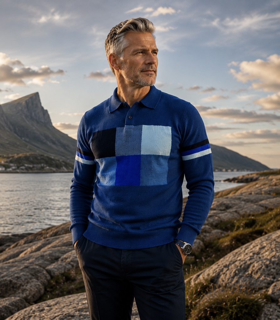 Nordic Six intarsia polo genser