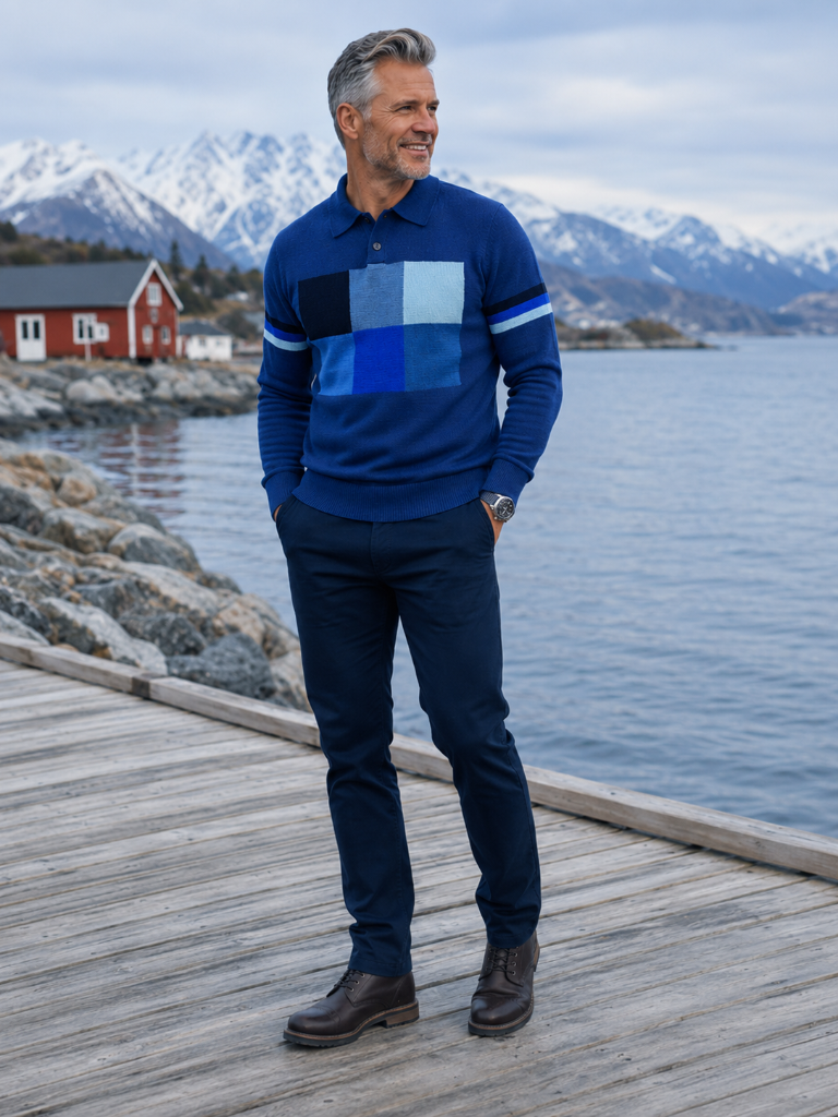Nordic Six Polo Knit — på norsk kyst med fjord og fjell 6