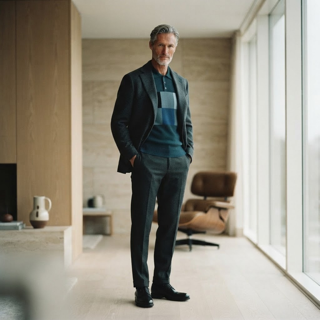 Polo Knit styled under blazer