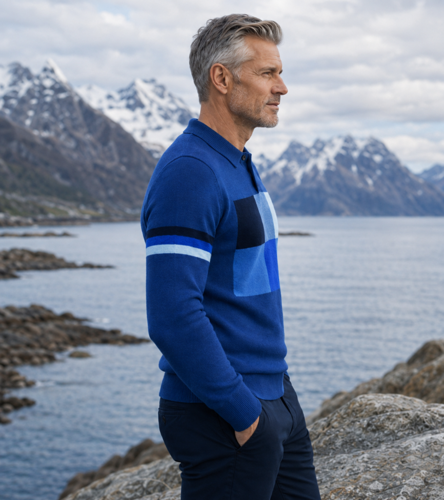 Nordic Six Polo Knit — på norsk kyst med fjord og fjell 2