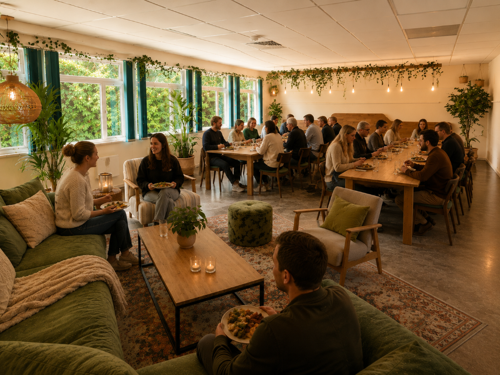 Inside Brookfield Hall during a community evening