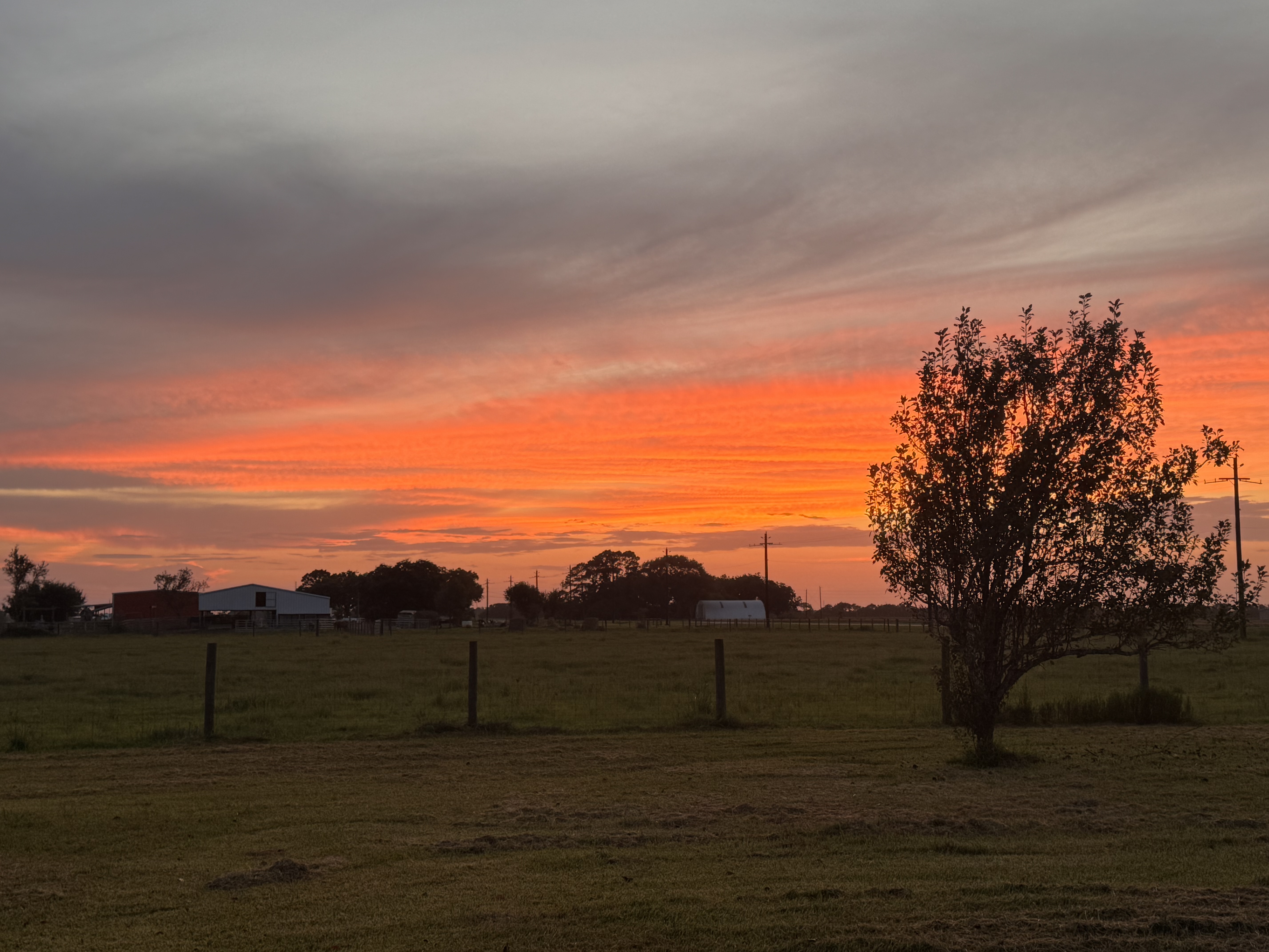 Sunset over the pasture at Heart Rock Farm