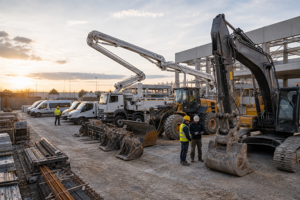 Parco mezzi e attrezzature CO.MAS. S.R.L. sul cantiere