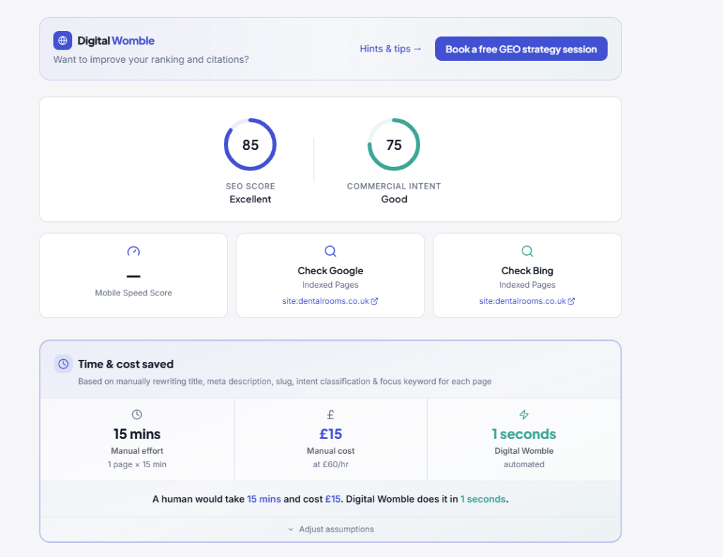 Traffic quality scan listing pages with missing titles and descriptions