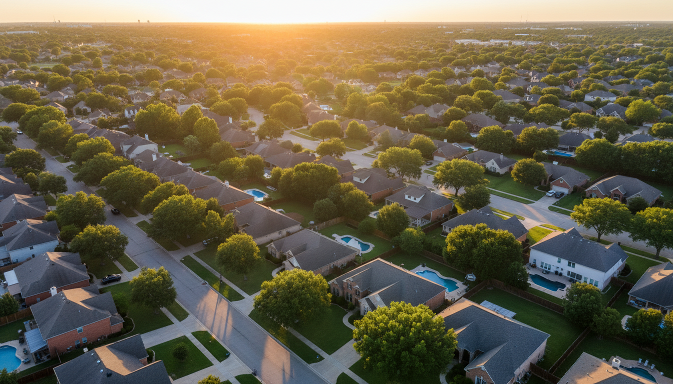 Aerial view of residential neighborhood representing clarity and oversight