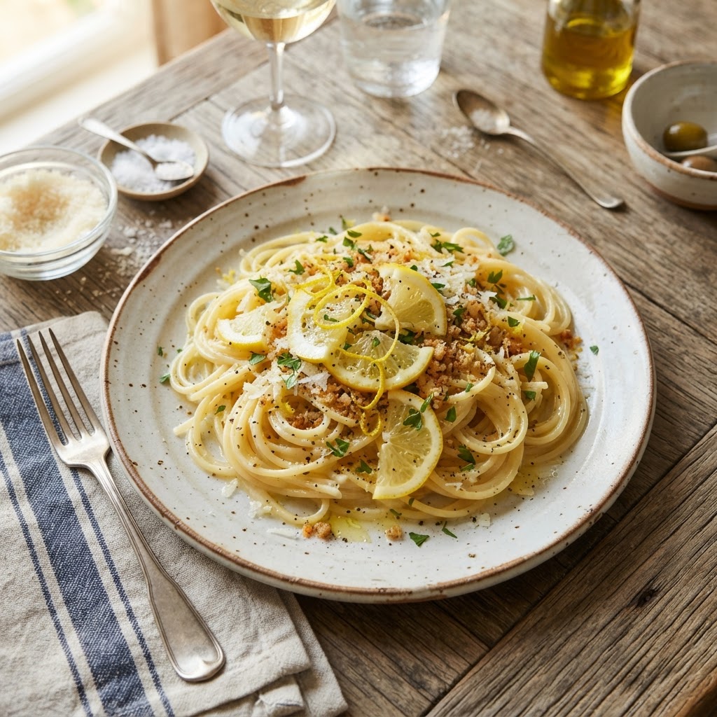 Traditional Lemon and Parmesan Spaghetti