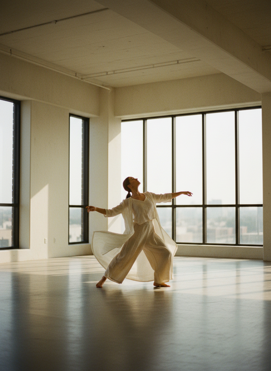 Flowing somatic movement in natural light