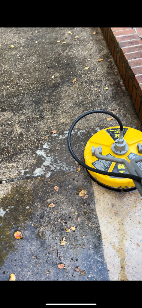 Before and after Concrete Cleaning at a residential property in Dothan, AL by EcoClear Dothan