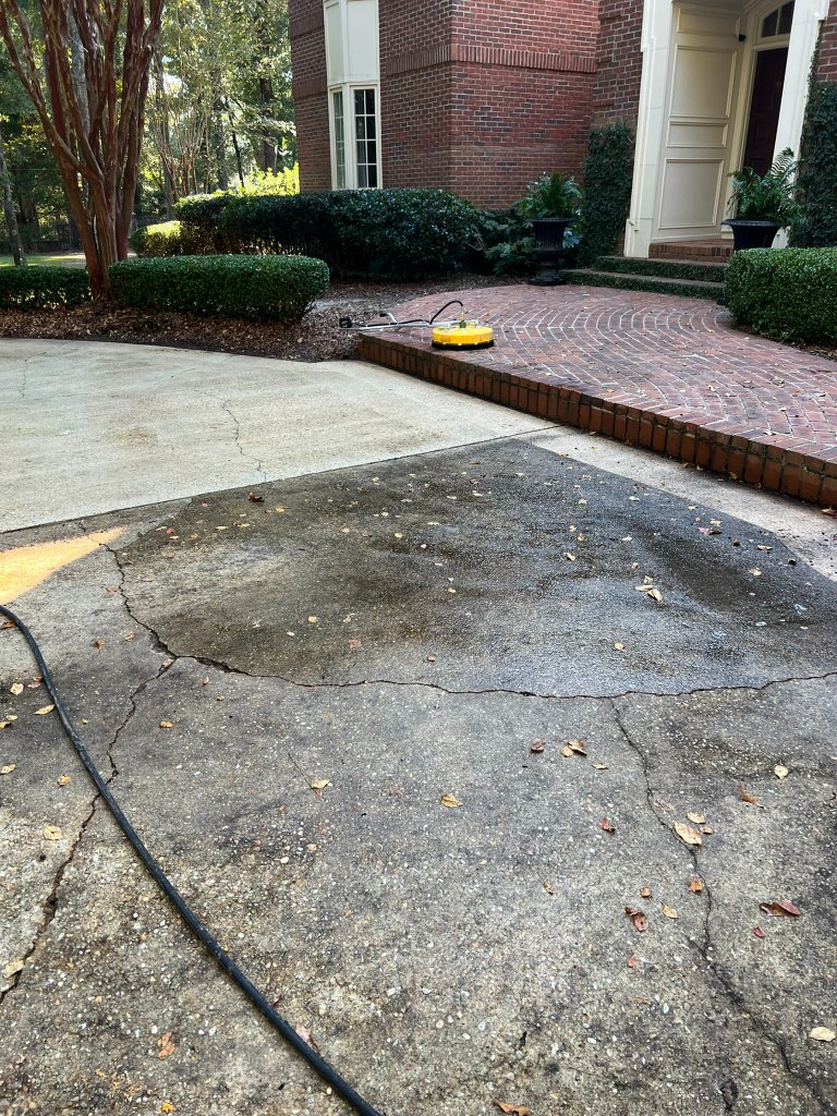 Before and after Concrete Cleaning at a residential property in Dothan, AL by EcoClear Dothan