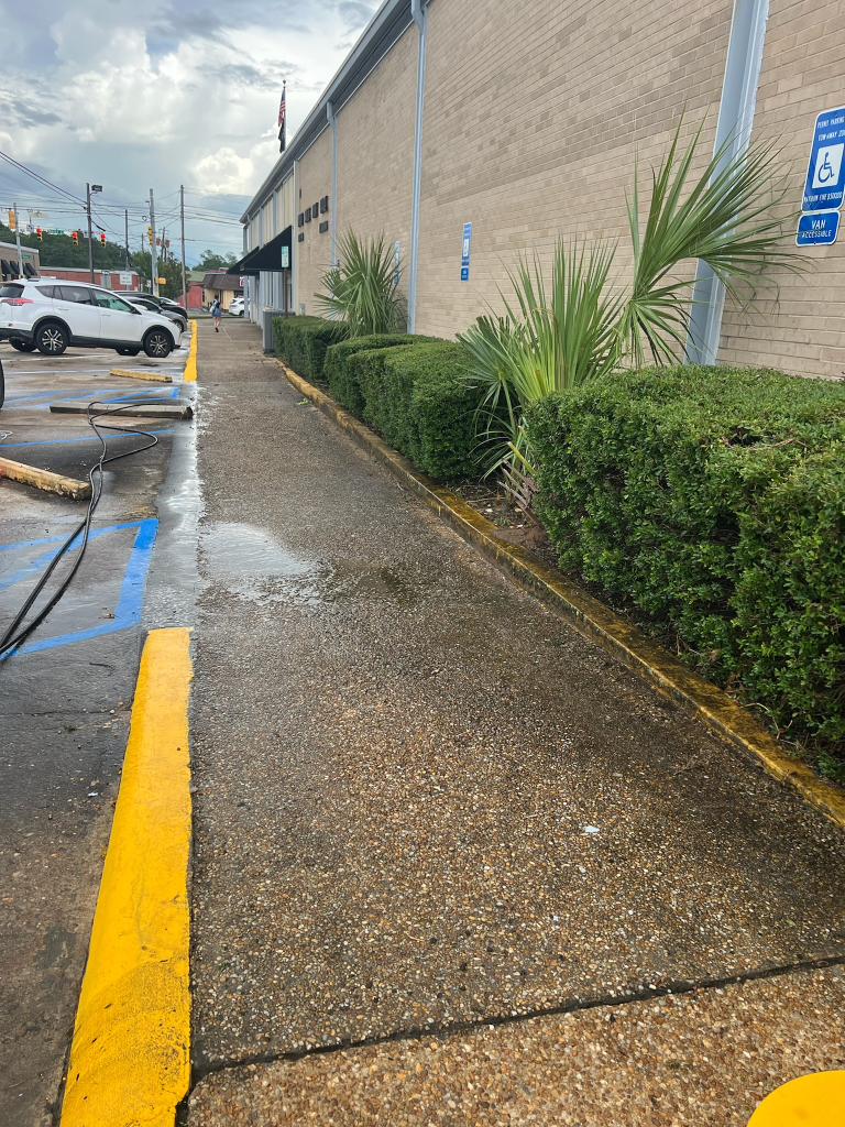 Before and after Concrete Cleaning — Commercial Walkway in Dothan, AL by EcoClear Dothan