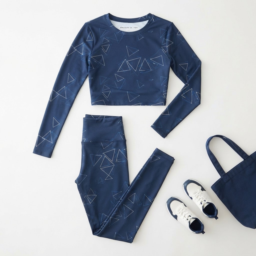 Teen Girl Leggings Two Piece Outfit - Navy Blue
